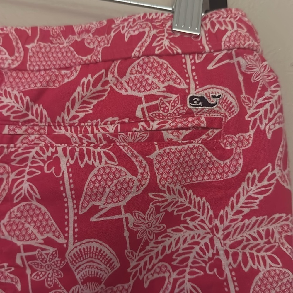 NWT Vineyard Vines Womens Pink Flamingo Print Linen Blend Short Sz Medium Preppy - Picture 6 of 9